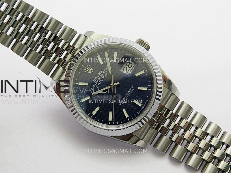 DateJust 36mm 126234 904 SS V2 QF 1:1 Best Edition Blue Fluted Dial Stick Marker On Jubilee Bracelet SH3235