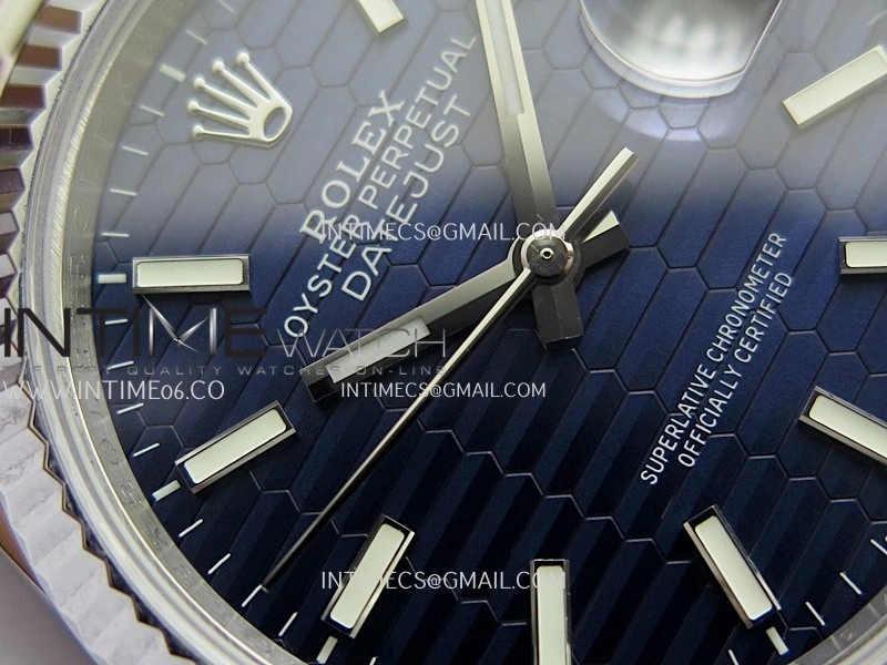 DateJust 36mm 126234 904 SS V2 QF 1:1 Best Edition Blue Fluted Dial Stick Marker On Jubilee Bracelet SH3235