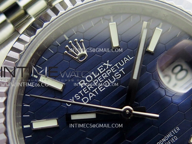 DateJust 36mm 126234 904 SS V2 QF 1:1 Best Edition Blue Fluted Dial Stick Marker On Jubilee Bracelet SH3235