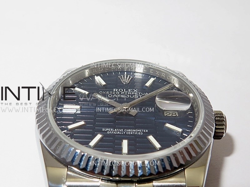 DateJust 36mm 126234 904 SS V2 QF 1:1 Best Edition Blue Fluted Dial Stick Marker On Jubilee Bracelet SH3235