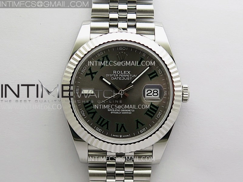 DateJust 41 126334 904L SS V2 VSF 1:1 Best Edition Gray Dial Green Roman Marker On Jubilee Bracelet DD3235