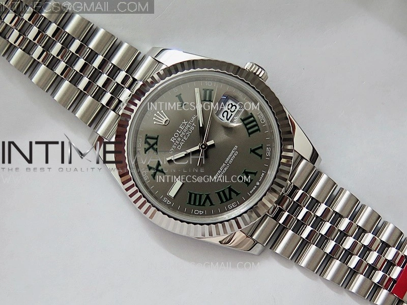 DateJust 41 126334 904L SS V2 VSF 1:1 Best Edition Gray Dial Green Roman Marker On Jubilee Bracelet DD3235