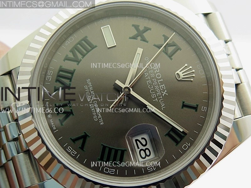 DateJust 41 126334 904L SS V2 VSF 1:1 Best Edition Gray Dial Green Roman Marker On Jubilee Bracelet DD3235