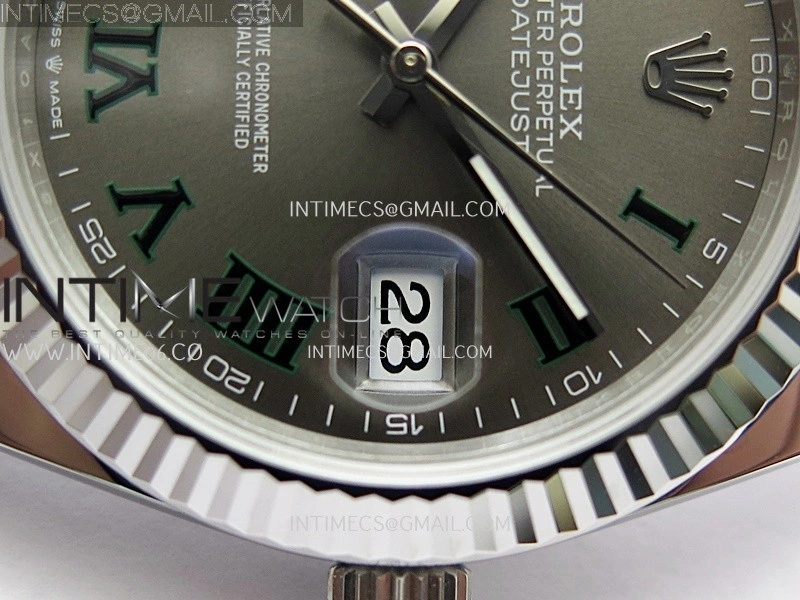 DateJust 41 126334 904L SS V2 VSF 1:1 Best Edition Gray Dial Green Roman Marker On Jubilee Bracelet DD3235