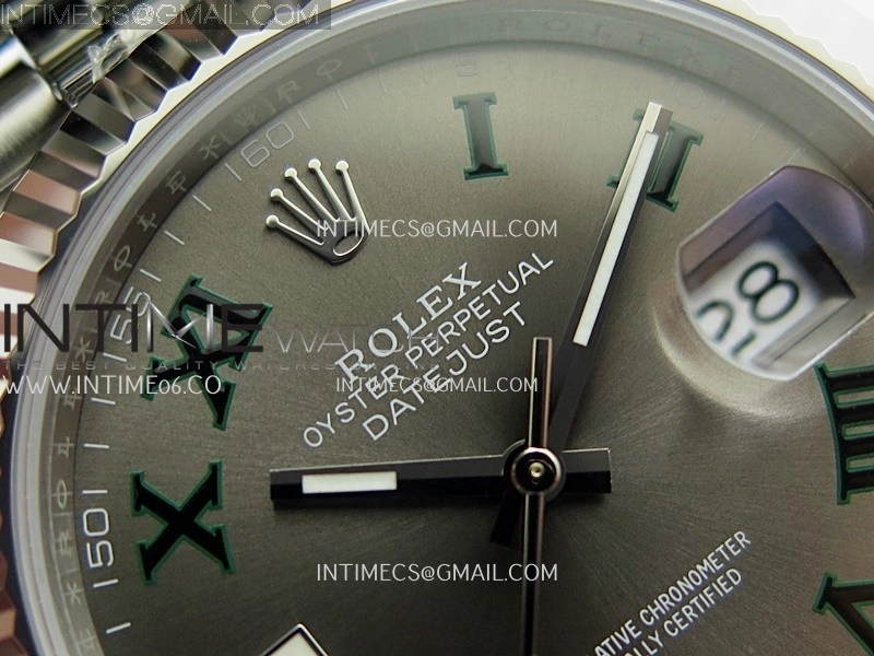 DateJust 41 126334 904L SS V2 VSF 1:1 Best Edition Gray Dial Green Roman Marker On Jubilee Bracelet DD3235