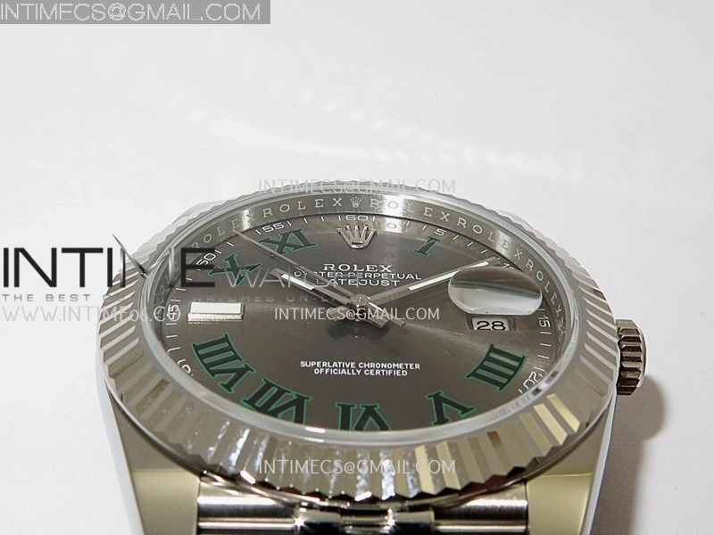 DateJust 41 126334 904L SS V2 VSF 1:1 Best Edition Gray Dial Green Roman Marker On Jubilee Bracelet DD3235
