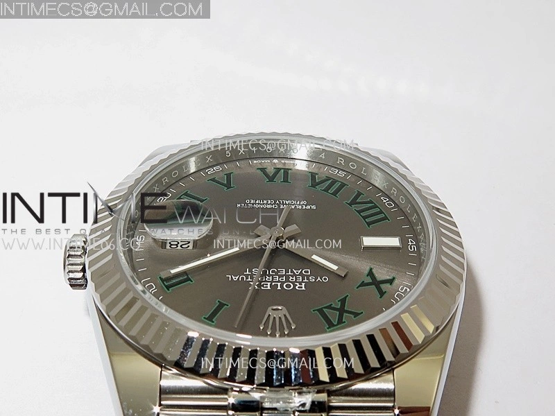 DateJust 41 126334 904L SS V2 VSF 1:1 Best Edition Gray Dial Green Roman Marker On Jubilee Bracelet DD3235