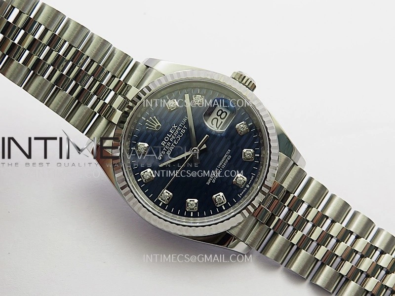 DateJust 36mm 126234 904L SS VF 1:1 Best Edition Blue Fluted Dial Diamond Markers On Jubilee Bracelet DD3235