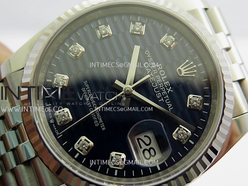 DateJust 36mm 126234 904L SS VF 1:1 Best Edition Blue Fluted Dial Diamond Markers On Jubilee Bracelet DD3235