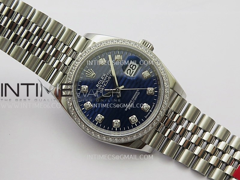 DateJust 126284 Diamond Bezel 904L SS VSF 1:1 Best Edition Blue Fluted Dial Diamond Marker On Jubilee Bracelet VS3235