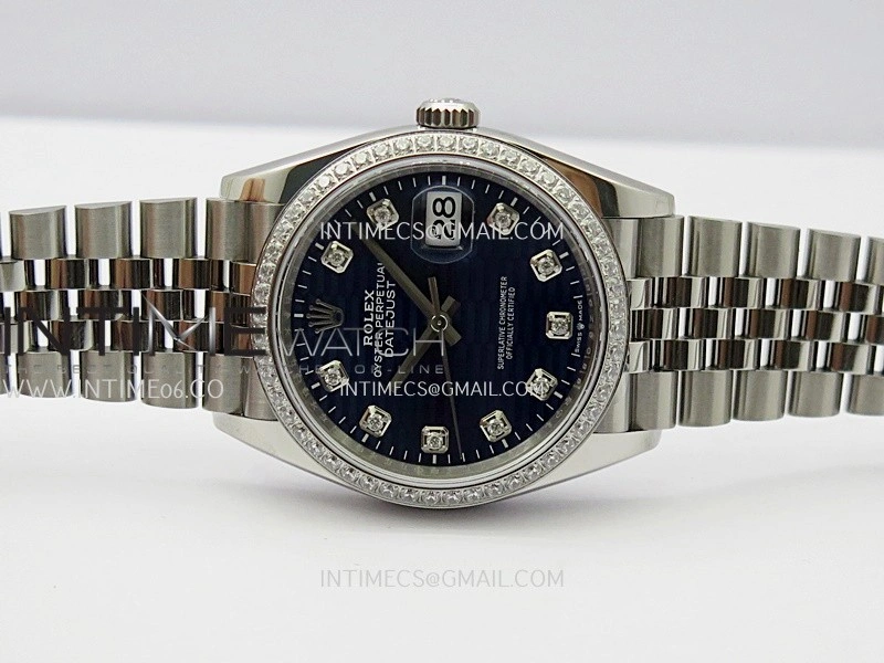 DateJust 126284 Diamond Bezel 904L SS VSF 1:1 Best Edition Blue Fluted Dial Diamond Marker On Jubilee Bracelet VS3235