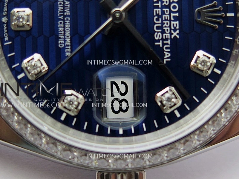 DateJust 126284 Diamond Bezel 904L SS VSF 1:1 Best Edition Blue Fluted Dial Diamond Marker On Jubilee Bracelet VS3235
