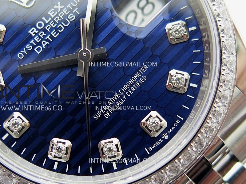 DateJust 126284 Diamond Bezel 904L SS VSF 1:1 Best Edition Blue Fluted Dial Diamond Marker On Jubilee Bracelet VS3235