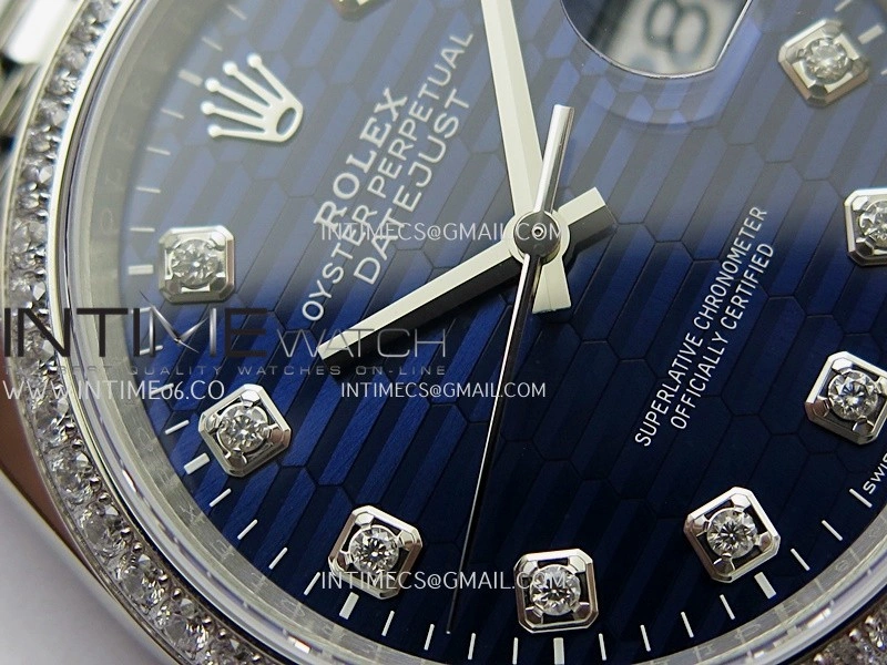 DateJust 126284 Diamond Bezel 904L SS VSF 1:1 Best Edition Blue Fluted Dial Diamond Marker On Jubilee Bracelet VS3235