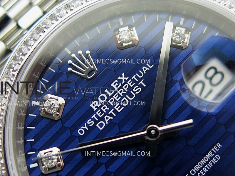 DateJust 126284 Diamond Bezel 904L SS VSF 1:1 Best Edition Blue Fluted Dial Diamond Marker On Jubilee Bracelet VS3235