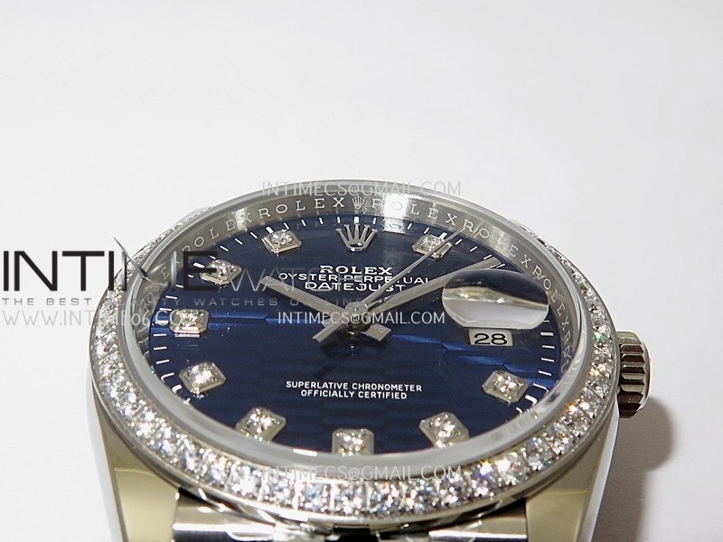 DateJust 126284 Diamond Bezel 904L SS VSF 1:1 Best Edition Blue Fluted Dial Diamond Marker On Jubilee Bracelet VS3235