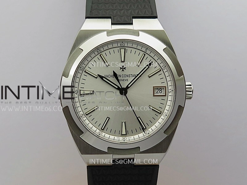 Overseas 4500V SS ZF 1:1 Best Edition Silver Dial on Black Rubber Strap Asian Super Clone 5100 V2