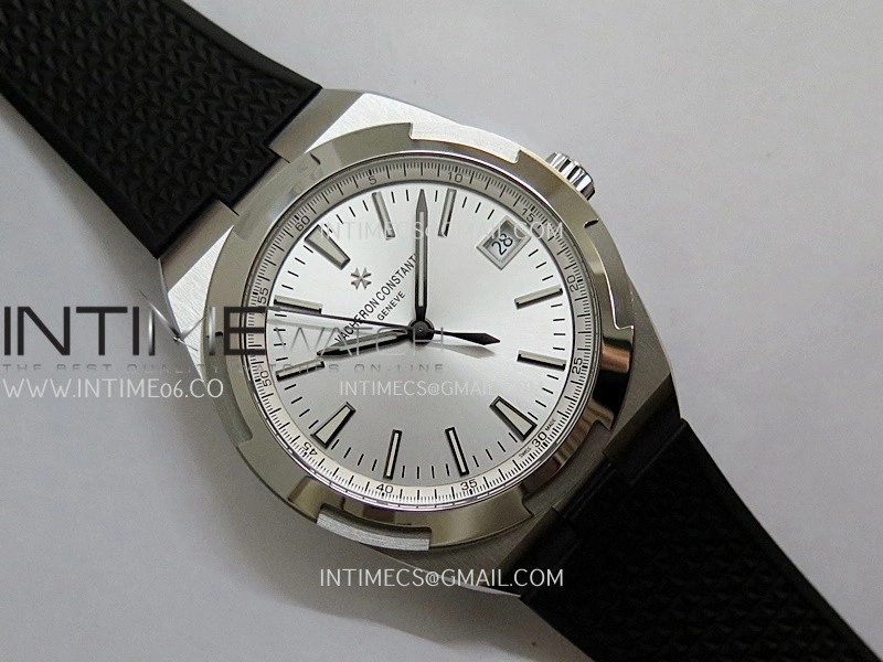 Overseas 4500V SS ZF 1:1 Best Edition Silver Dial on Black Rubber Strap Asian Super Clone 5100 V2
