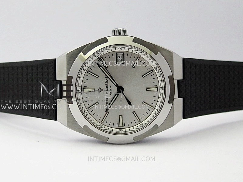 Overseas 4500V SS ZF 1:1 Best Edition Silver Dial on Black Rubber Strap Asian Super Clone 5100 V2