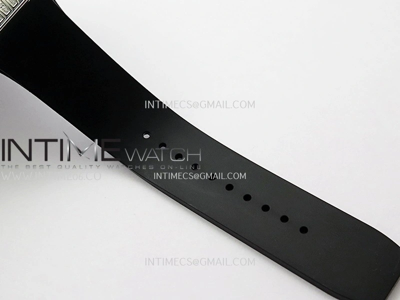 RM07 Paved Diamonds Bezel SS ZF Best Edition Diamonds Skeleton Dial On Black Rubber Strap Asian CRMA2 Clone