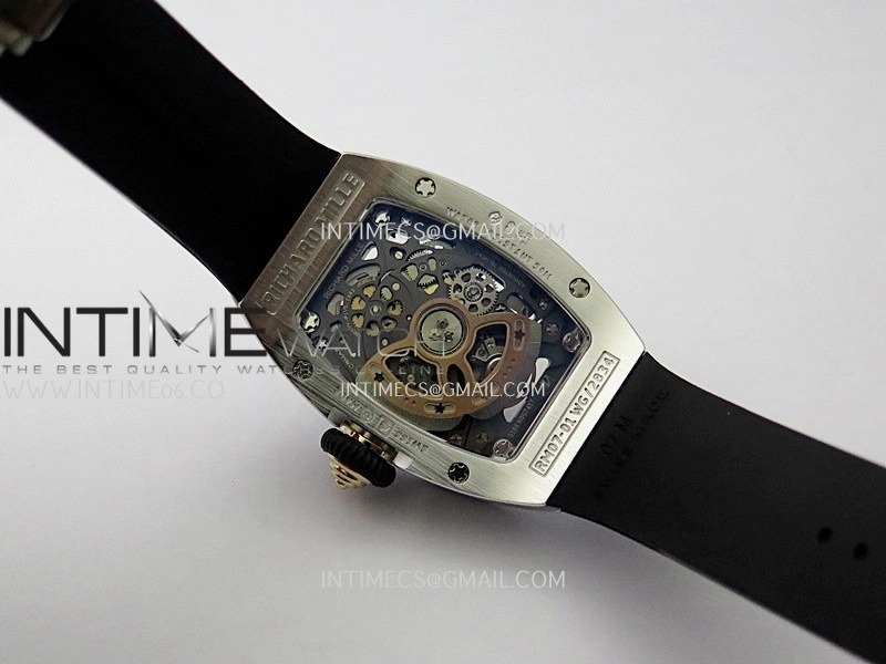 RM07 Paved Diamonds Bezel SS ZF Best Edition Diamonds Skeleton Dial On Black Rubber Strap Asian CRMA2 Clone