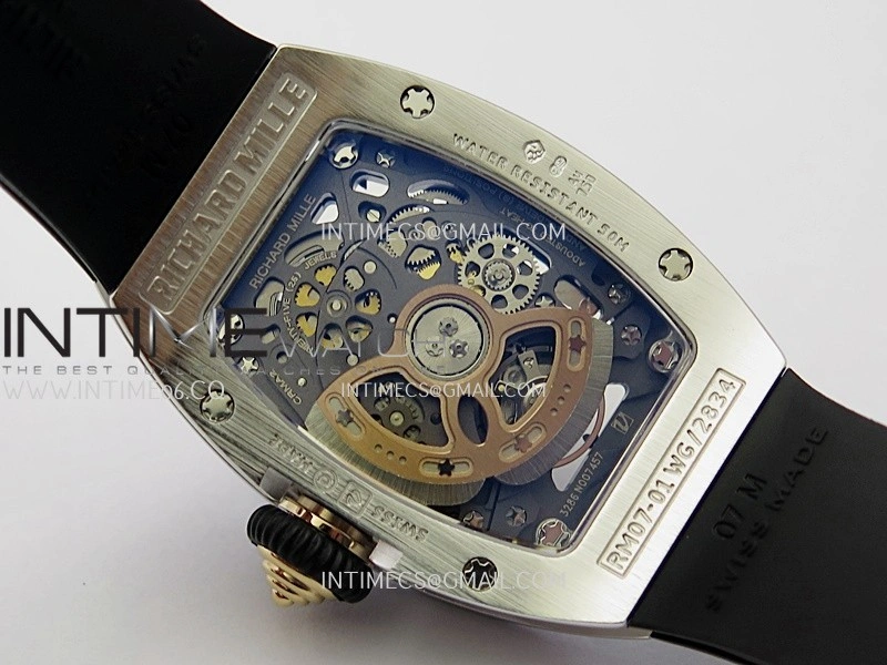 RM07 Paved Diamonds Bezel SS ZF Best Edition Diamonds Skeleton Dial On Black Rubber Strap Asian CRMA2 Clone