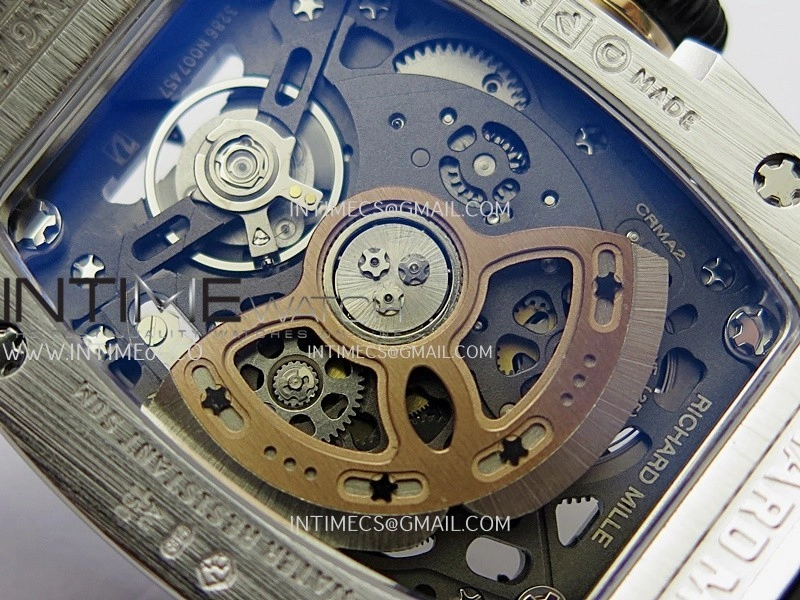 RM07 Paved Diamonds Bezel SS ZF Best Edition Diamonds Skeleton Dial On Black Rubber Strap Asian CRMA2 Clone
