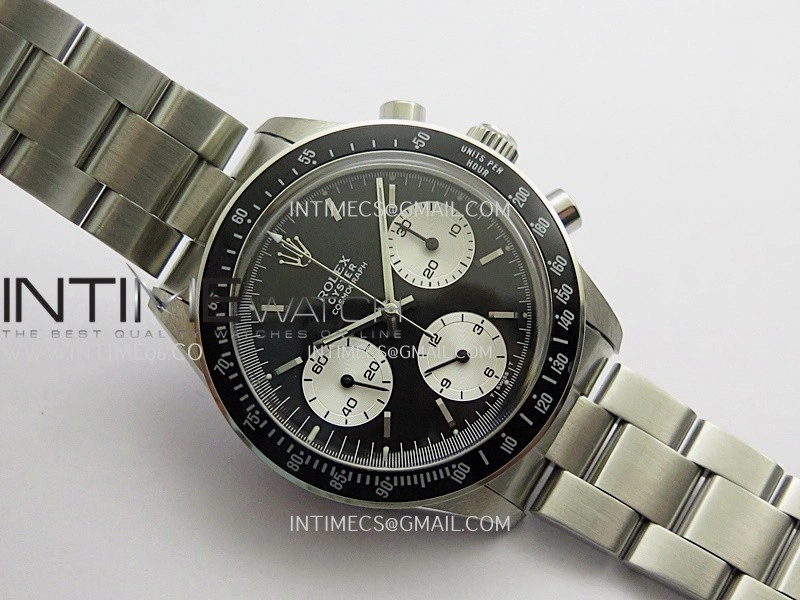 Daytona 6263 SS Black Bezel MSF Best Edition Black Dial Silver Subdials On SS Bracelet Venus 75