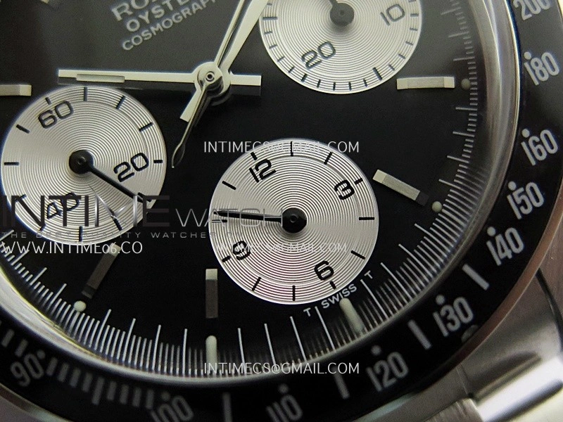 Daytona 6263 SS Black Bezel MSF Best Edition Black Dial Silver Subdials On SS Bracelet Venus 75