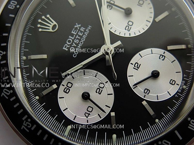Daytona 6263 SS Black Bezel MSF Best Edition Black Dial Silver Subdials On SS Bracelet Venus 75