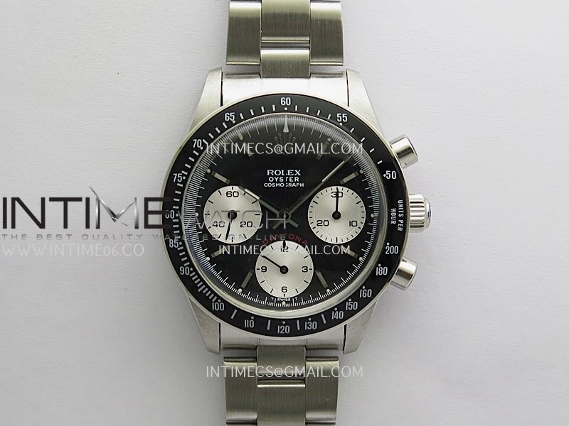 Daytona 6263 Red Daytona Word SS Black Bezel MSF Best Edition Black Dial Silver Subdials On SS Bracelet Venus 75