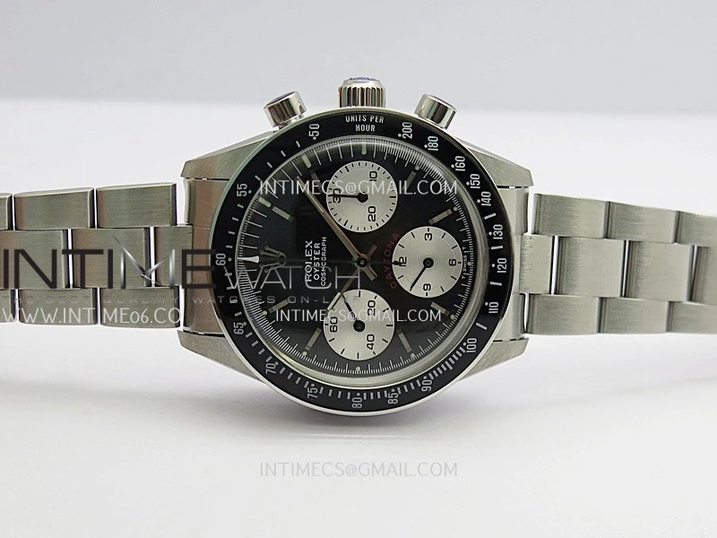 Daytona 6263 Red Daytona Word SS Black Bezel MSF Best Edition Black Dial Silver Subdials On SS Bracelet Venus 75