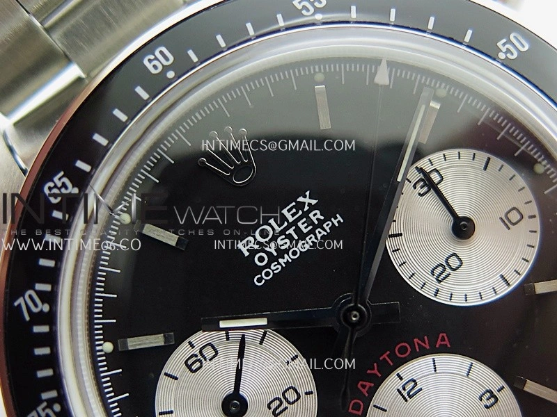 Daytona 6263 Red Daytona Word SS Black Bezel MSF Best Edition Black Dial Silver Subdials On SS Bracelet Venus 75