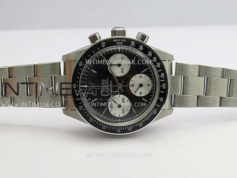 Daytona 6263 Cartier SS Black Bezel MSF Best Edition Black Dial Silver Subdials On SS Bracelet Venus 75