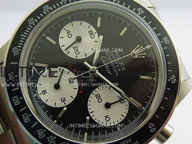 Daytona 6263 Cartier SS Black Bezel MSF Best Edition Black Dial Silver Subdials On SS Bracelet Venus 75