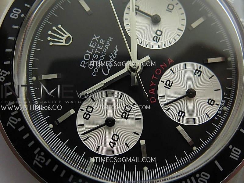 Daytona 6263 Cartier SS Black Bezel MSF Best Edition Black Dial Silver Subdials On SS Bracelet Venus 75