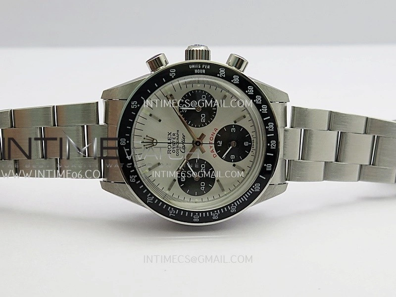 Daytona 6263 Cartier SS Black Bezel MSF Best Edition Silver Dial Black Subdials On SS Bracelet Venus 75