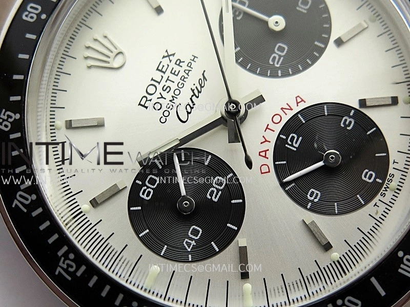 Daytona 6263 Cartier SS Black Bezel MSF Best Edition Silver Dial Black Subdials On SS Bracelet Venus 75