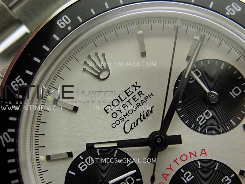 Daytona 6263 Cartier SS Black Bezel MSF Best Edition Silver Dial Black Subdials On SS Bracelet Venus 75