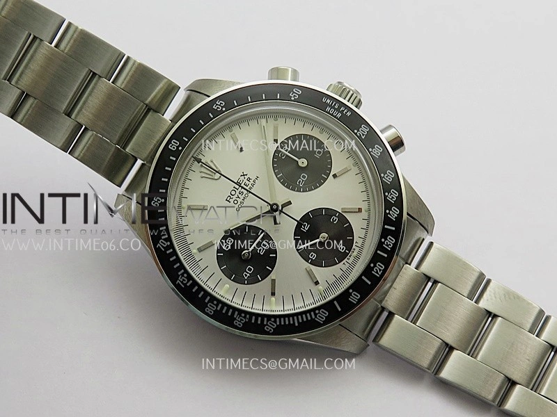 Daytona 6263 SS Black Bezel MSF Best Edition Silver Dial Black Subdials On SS Bracelet Venus 75