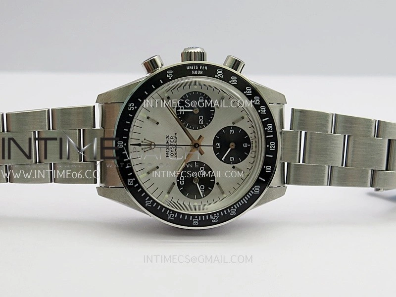 Daytona 6263 SS Black Bezel MSF Best Edition Silver Dial Black Subdials On SS Bracelet Venus 75