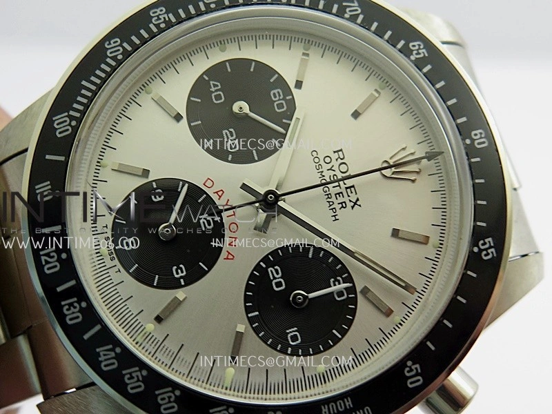 Daytona 6263 Red Daytona Word SS Black Bezel MSF Best Edition Silver Dial Black Subdials On SS Bracelet Venus 75
