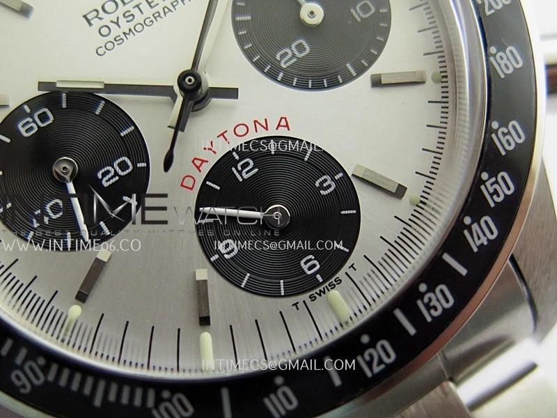Daytona 6263 Red Daytona Word SS Black Bezel MSF Best Edition Silver Dial Black Subdials On SS Bracelet Venus 75