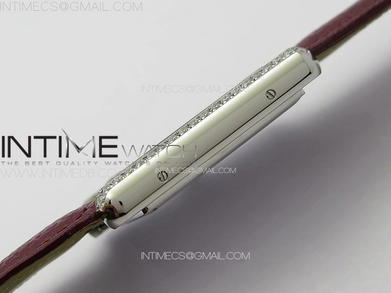 Tank Louis Ladies 25mm SS Crystal 8848F 1:1 Best Edition White Dial on Dark Red Leather Strap Ronda Quartz