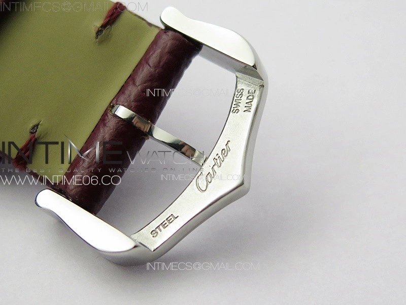 Tank Louis Ladies 25mm SS Crystal 8848F 1:1 Best Edition White Dial on Dark Red Leather Strap Ronda Quartz