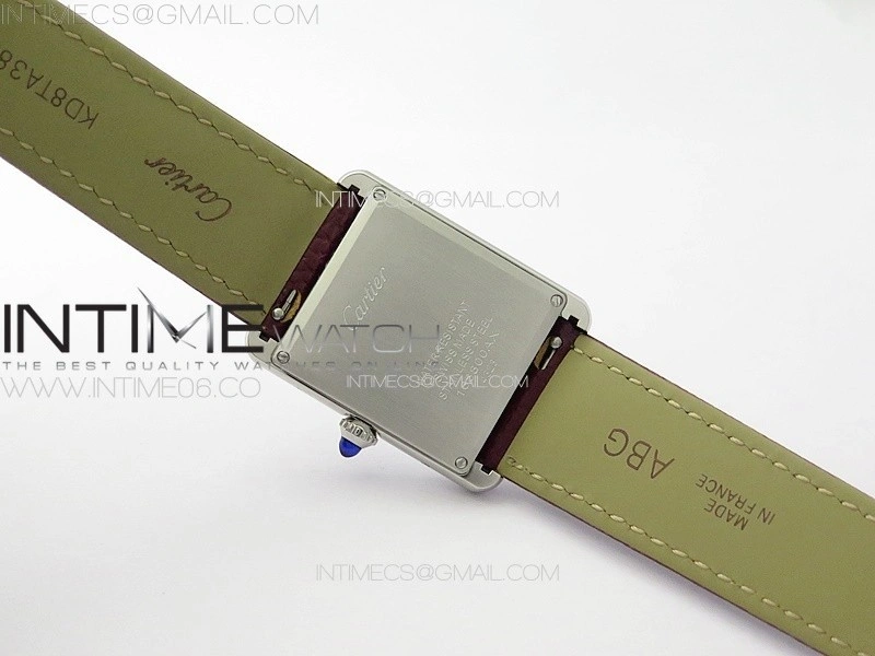 Tank Louis Ladies 25mm SS Crystal 8848F 1:1 Best Edition White Dial on Dark Red Leather Strap Ronda Quartz