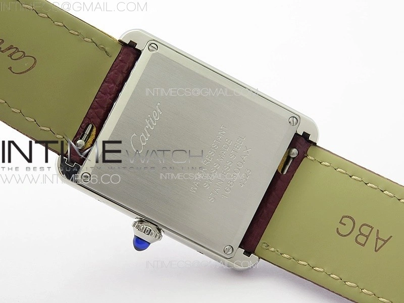 Tank Louis Ladies 25mm SS Crystal 8848F 1:1 Best Edition White Dial on Dark Red Leather Strap Ronda Quartz