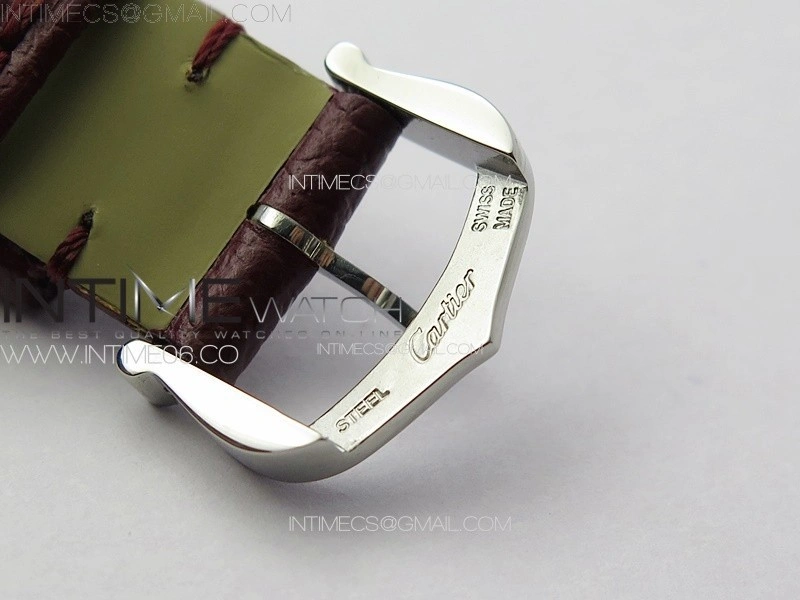 Tank Louis Ladies 22mm SS Crystal 8848F 1:1 Best Edition White Dial on Dark Red Leather Strap Ronda Quartz