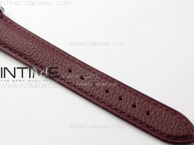 Tank Louis Ladies 22mm SS Crystal 8848F 1:1 Best Edition White Dial on Dark Red Leather Strap Ronda Quartz