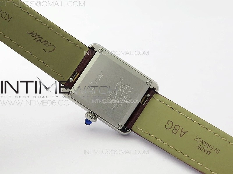Tank Louis Ladies 22mm SS Crystal 8848F 1:1 Best Edition White Dial on Dark Red Leather Strap Ronda Quartz